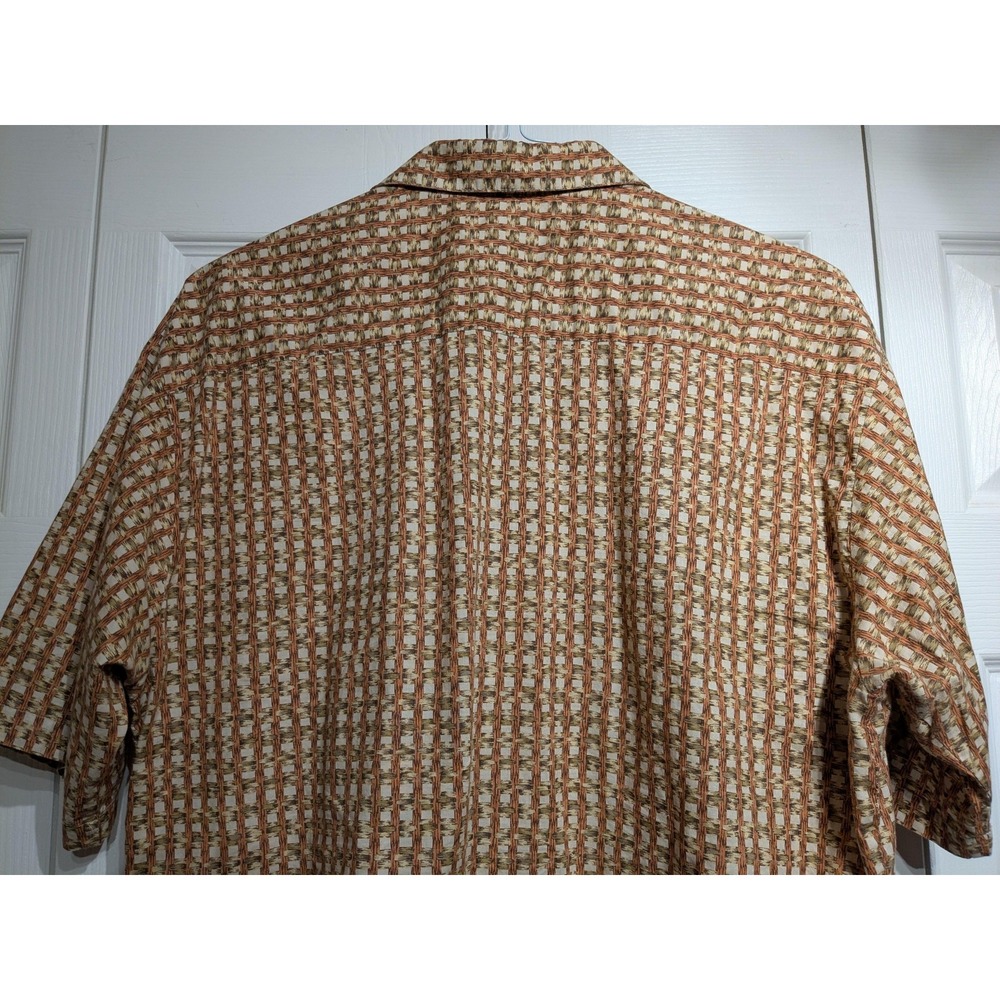 Vtg Tori Richard Shirt Men L Brown Geometric Cotton Lawn Hawaiian Aloha Camp EUC - Picture 7 of 14